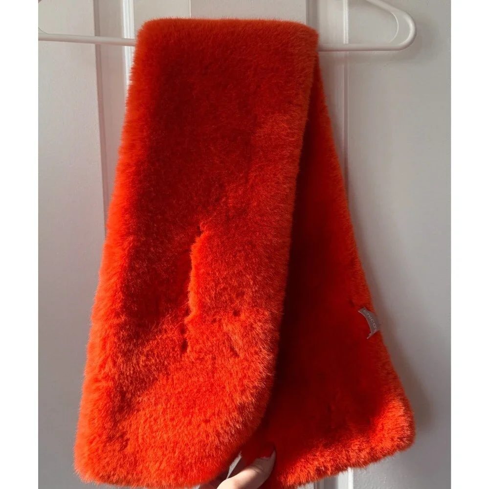 Chico's Faux Fur Pull Through Orange Cold Weather Winter Rare color $70